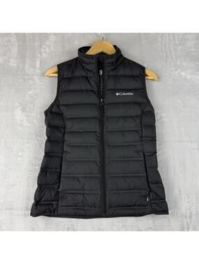 Columbia Puffer Vest 650 Fill Power Down Black Omni Heat Full Zip Outdoor WmnsXS
